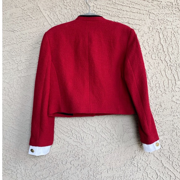 ZARA Red Boucle Textured Blazer Jacket w/ Detachable White Cuffs NWT *Flawed - Picture 9 of 16